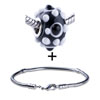  Black   Murano  White Spots Pattern European Bead Bracelet  ... 