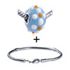 Blue Murano Spots Pattern European Bead Bracelet Combination