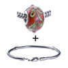  Red   Murano  Leaf Pattern European Bead Bracelet Combination  ... 