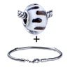 Brown Spots  Murano   Glass  European  Bead   Bracelet  Combination