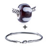  Garnet  Murano White Band Pattern European Bead Bracelet  ... 