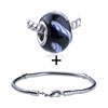 Black Murano Stripe Pattern European Bead Bracelet Combination