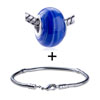  Blue  Murano Lines Pattern European Bead Bracelet Combination  ... 
