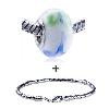 Green And  Blue  Ribbon In White Murano Glass European Bead  ... 
