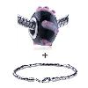 Black And Pink Stripe Murano Glass European Bead Bracelet Combination