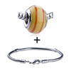  Gold  Murano Lines Pattern European Bead Bracelet Combination