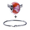 Red Murano Lotus Pattern European Bead Bracelet Combination