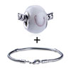 White Murano Flows Pattern European Bead Bracelet Combination