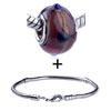  Garnet  Murano Black Spots Pattern European Bead Bracelet  ... 