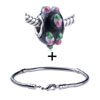  Black   Murano  Flower Pattern European Bead Bracelet Combination  ... 