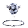 Grey Murano Spots Pattern European Bead Bracelet Combination