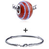  Red   Murano  Lines Pattern European Bead Bracelet Combination  ... 
