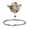  Gold  Murano Red Spots Pattern European Bead Bracelet  ... 