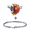  Red   Murano  Yellow Spots Pattern European Bead Bracelet  ... 