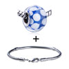  Blue   Murano  White Balls Pattern European Bead Bracelet  ... 
