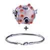 Light Pink Murano Red Spots Pattern European Bead Bracelet Combination