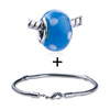  Blue   Murano  White Balls Pattern European Bead Bracelet  ... 