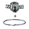 Silver Tone Round Archaic Shaped Bracelet Combination