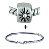 Black And Silver Tone Flowered Bracelet Combination