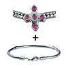 Purple  Rhinestone  Cross Bracelet Combination