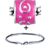 Pink Enamel Round Bracelet Combination