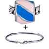 Pink And Blue Stripes Round Bracelet Combination