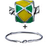 Green And Yellow Criss Cross Bracelet Combination