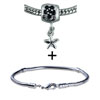 Round Flower With Dangling Star Bracelet Combination