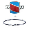 Red And Blue Stripes Enamel Bracelet Combination