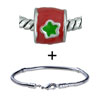 Round Red And Green Flowered Bracelet Combination