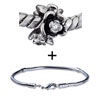 Silver Tone Flowers With  Rhinestones  Bracelet Combination