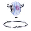 Pink Footprint And Blue Spiral Line Bracelet Combination