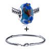 Clear  Blue  Texture Flower Slim Bracelet Combination