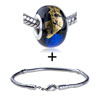 Gold Foil And Blue Pattern Slim Bracelet Combination