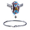 White And  Blue  Texture Flower Slim Bracelet Combination