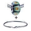Yellow Flower Green And Black Stripe Bracelet Combination