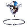 Pale  Blue  And Deep Red Stain Bracelet Combination