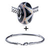White And Orange Triangular Tracery Bracelet Combination