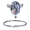Dark  Blue  And Orange Intricate Line Bracelet Combination