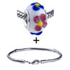  Pink  And  Blue  Texture Flowers Bracelet Combination