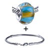 Tan And Blue Stripes Translucent Bracelet Combination