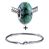Green Irregular Figure Pattern Polymer Clay Beads Bracelet  ... 