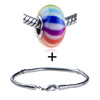  Rainbow  Color Stripes Polymer Clay Beads Bracelet Combination
