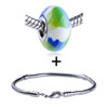 Green And Blue Patch Polymer Clay  Beads   Bracelet  Combination
