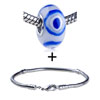 Blue And Gray Circle Polymer Clay  Beads   Bracelet  Combination