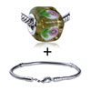 Pink And Green Floret Translucent Bracelet Combination