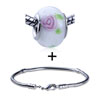 Pale  Red   Flower  Light Green Leaf Bracelet Combination