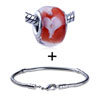 White Peach  Heart  Translucent  Bracelet  Combination
