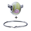 Pink Flower White Crisscross Line Translucent Bracelet  ... 