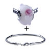 Pink Flower Clear Texture Dots  Bracelet  Combination
